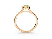 Solitaire Engagement Ring Setting for Fancy Yellow Pear-Shaped Center with V Split Shank and Bezel Head in Rose Gold