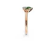 Solitaire Engagement Ring Setting for Fancy Green Pear-Shaped Center with Knife Ridge Band and Claw Prong Head in Rose Gold