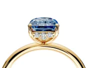 Solitaire Engagement Ring Setting for Fancy Blue Radiant Cut Center with Plain Band, Open Basket and Prong Head in Yellow Gold