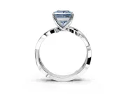 Solitaire Engagement Ring Setting for Fancy Blue Princess Cut Center with Pave and Plain Crossover Band and Prong Head in White Gold