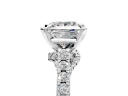 Solitaire Engagement Ring Setting for Princess Cut Center with Crossover Accents and Prong Head in Platinum