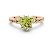 Rope Engagement Ring Setting for Fancy Yellow Heart-Shaped Center with Accent Shoulders and Prong Head in Rose Gold