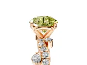Solitaire Engagement Ring Setting for Fancy Yellow Round Cut Center with Bar-Station Pave Twist and Prong Head in Rose Gold