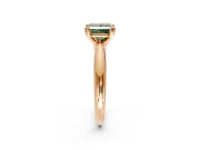 Solitaire Engagement Ring Setting for Fancy Green Princess Cut Center with Reverse Tapered Band and Prong Head in Rose Gold