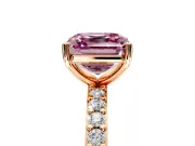 Solitaire Engagement Ring Setting for Fancy Pink Asscher Cut Center with Round Cut Pave Band and Prong Head in Rose Gold