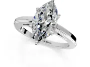 Solitaire Engagement Ring Setting for Marquise Center with Flat-Sided Plain Band and Prong Head in White Gold