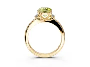 Paired Accent Engagement Ring Setting for Fancy Yellow Round Cut Center with Pave Band and Prong Head in Yellow Gold
