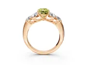 Cluster Engagement Ring Setting for Fancy Yellow Radiant Cut Center with Round Cut Accent Frame and Prong Head in Rose Gold
