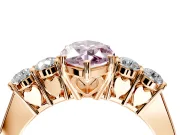 5 Stone Engagement Ring Setting for Fancy Pink Marquise Center with Equal Close-Set Accents and Prong Head in Rose Gold