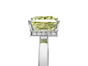 Hidden Halo Engagement Ring Setting for Fancy Yellow Princess Cut Center with Wide Flat Plain Band and Prong Head in Platinum