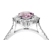 Halo Engagement Ring Setting for Fancy Pink Pear-Shaped Center with Single-Row Pave, Open Basket and Prong Head in Platinum
