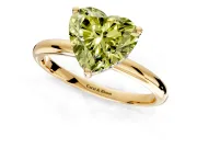 Hidden Halo Engagement Ring Setting for Fancy Yellow Heart-Shaped Center with Thin Round-Wire Band and Prong Head in Yellow Gold