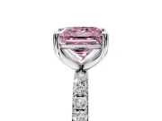 Solitaire Engagement Ring Setting for Fancy Pink Princess Cut Center with Micro Pave Band and Prong Head in Sterling Silver