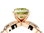 Solitaire Engagement Ring Setting for Fancy Yellow Princess Cut Center with Criss-Cross Accent Band and Prong Head in Rose Gold