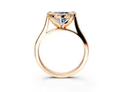 Single Halo Engagement Ring Setting for Fancy Blue Heart-Shaped Center with Corner Claws, Plain Band and Prong Head in Rose Gold