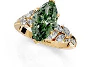 Solitaire Engagement Ring Setting for Fancy Green Marquise Center with Marquise Accent Twist Band and Prong Head in Yellow Gold