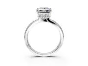Solitaire Engagement Ring Setting for Princess Cut Center with Raised Channel Band and Prong Head in Platinum