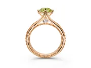 Solitaire Engagement Ring Setting for Fancy Yellow Round Cut Center with Milgrain Cathedral Band and Prong Head in Rose Gold