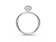 Low-Set Solitaire Engagement Ring Setting for Oval Center with Thin Plain Band and Prong Head in Platinum
