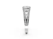 Split Shank Engagement Ring Setting for Princess Cut Center with Pave Split Shank and Prong Head in Platinum