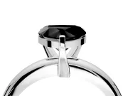 Solitaire Engagement Ring Setting for Fancy Black Heart-Shaped Center with Wire Band and Prong Head in Platinum
