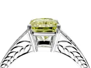 Split Shank Engagement Ring Setting for Fancy Yellow Radiant Cut Center with Pave Split Shank and Prong Head in Sterling Silver