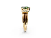 Solitaire Engagement Ring Setting for Fancy Green Pear-Shaped Center with Grooved Bar Accent Band and Prong Head in Yellow Gold