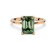 Minimalist Solitaire Engagement Ring Setting for Fancy Green Emerald Cut Center with Thin Band and Prong Head in Rose Gold