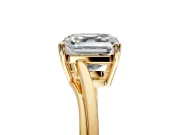 Solitaire Engagement Ring Setting for Asscher Cut Center with Plain Bypass Twist Band and Prong Head in Yellow Gold