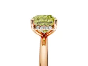 Hidden Halo Engagement Ring Setting for Fancy Yellow Cushion Cut Center with Thin Round-Wire Band and Prong Head in Rose Gold