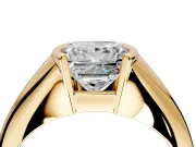 Tension Engagement Ring Setting for Princess Cut Center with Wide Tapered Band and Tension Head in Yellow Gold