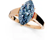 Solitaire Engagement Ring Setting for Fancy Blue Marquise Center with Tapered Split Shoulders and Prong Head in Rose Gold