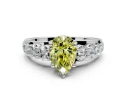 Solitaire Engagement Ring Setting for Fancy Yellow Pear-Shaped Center with Graduated Shared Prongs and Prong Head in Platinum