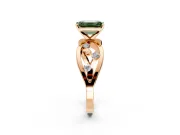 Solitaire Engagement Ring Setting for Fancy Green Emerald Cut Center with Criss-Cross Accent Band and Prong Head in Rose Gold