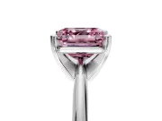 Solitaire Engagement Ring Setting for Fancy Pink Asscher Cut Center with Knife Ridge Band and Claw Prong Head in Sterling Silver