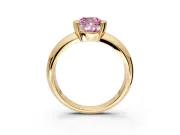 Tension Engagement Ring Setting for Fancy Pink Cushion Cut Center with Wide Flat Band and Tension Head in Yellow Gold