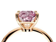 Minimalist Solitaire Engagement Ring Setting for Fancy Pink Cushion Cut Center with Thin Band and Prong Head in Rose Gold