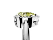 Halo Engagement Ring Setting for Fancy Yellow Pear-Shaped Center with Tapered Plain Band and Prong Head in Platinum