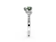 Solitaire Engagement Ring Setting for Fancy Green Heart-Shaped Center with Crossover Accents and Prong Head in Platinum
