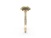Halo Engagement Ring Setting for Fancy Yellow Asscher Cut Center with Pave Accents, Heart Basket and Prong Head in Yellow Gold