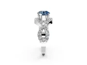 Halo Engagement Ring Setting for Fancy Blue Round Cut Center with Pave Infinity Twist Band and Prong Head in Platinum