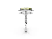 Milgrain Halo Engagement Ring Setting for Fancy Yellow Marquise Center with Three-Sided Pave Band and Prong Head in White Gold