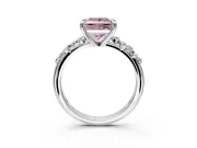 Solitaire Engagement Ring Setting for Fancy Pink Princess Cut Center with Trailing Leaf Accent Band and Prong Head in Sterling Silver