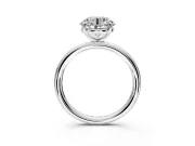 Low-Set Solitaire Engagement Ring Setting for Round Cut Center with Thin Plain Band and Prong Head in Platinum