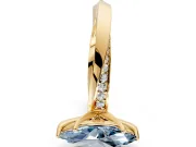 Side Accent Engagement Ring Setting for Fancy Blue Marquise Center with Accent Shoulders and Prong Head in Yellow Gold