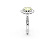 Floral Halo Engagement Ring Setting for Fancy Yellow Asscher Cut Center with Pave Accents and Prong Head in Sterling Silver