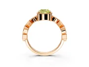 Milgrain Bezel Engagement Ring Setting for Fancy Yellow Cushion Cut Center with Marquise Stations and Bezel Head in Rose Gold