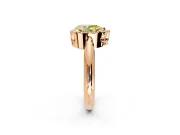 Halo Engagement Ring Setting for Fancy Yellow Pear-Shaped Center with Tapered Plain Band and Prong Head in Rose Gold