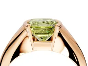 Tension Engagement Ring Setting for Fancy Yellow Princess Cut Center with Wide Tapered Band and Tension Head in Rose Gold