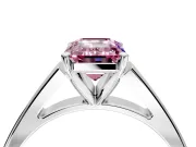 Solitaire Engagement Ring Setting for Fancy Pink Emerald Cut Center with Tapered Split Shoulders and Prong Head in Sterling Silver